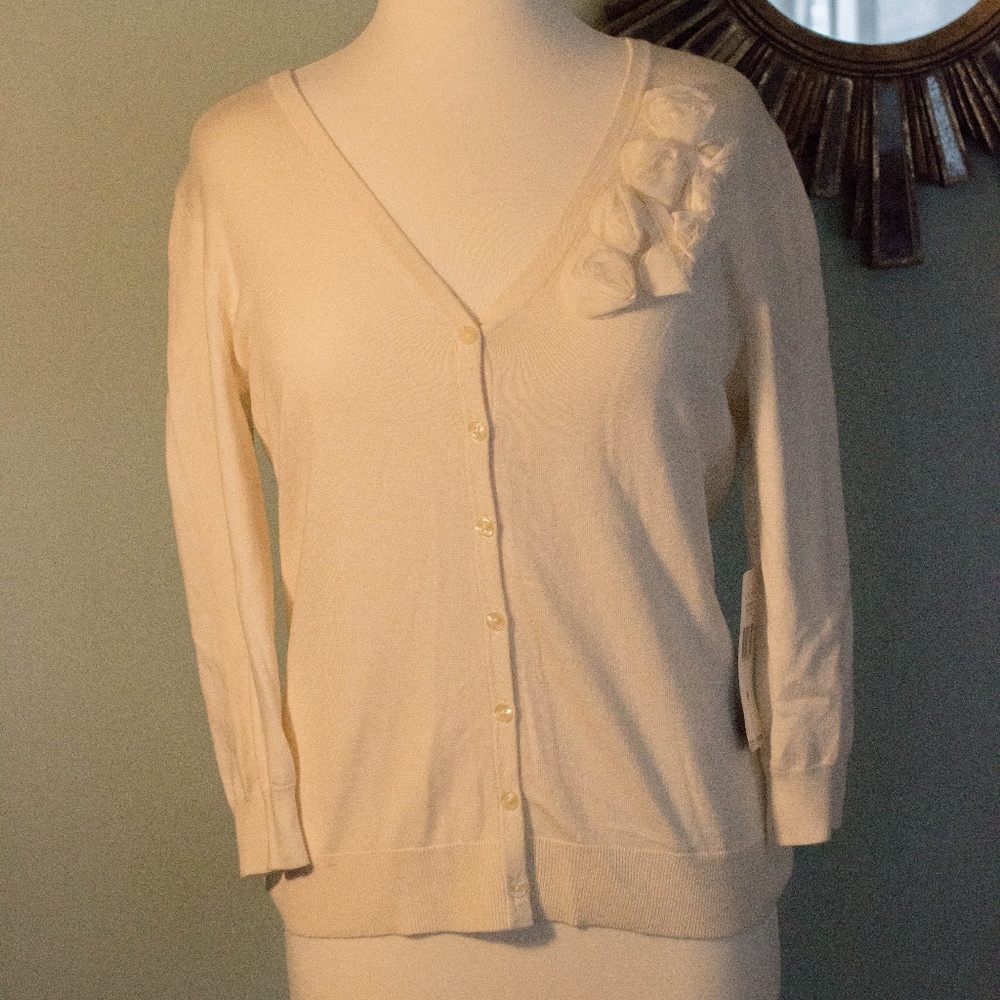 Ralph Lauren NWT Ivory button up silk sweater